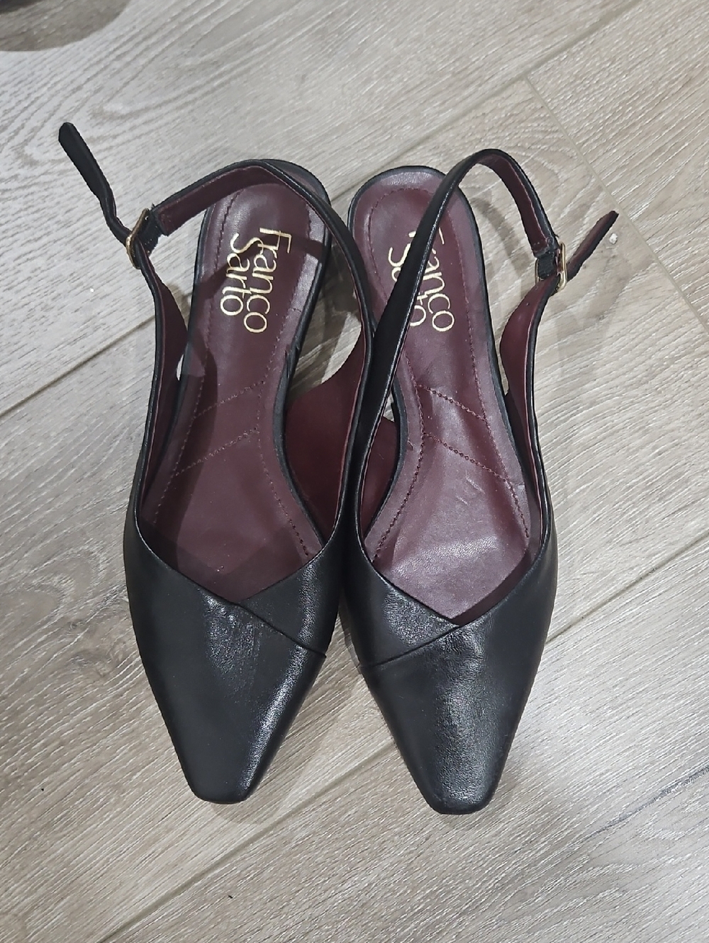 Franco Sarto Black Pointed Slingback Mules